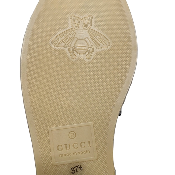 Gucci Espadrilles Flat Marmont Tie Up Ribbon Black Leather Authentic - Picture 14 of 16